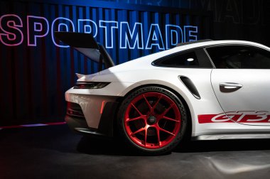 Los Angeles - ABD - 17 Kasım 2022 Porsche 911 GT3 Los Angeles Kongresi Otomobil Fuarı sırasında.