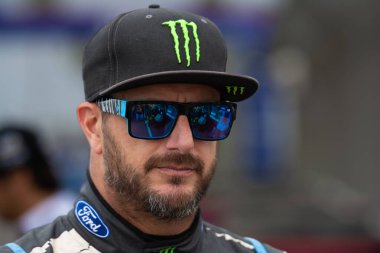 San Pedro, CA - 20 Eylül 2014: Ken Block American profesyonel ralli sürücüsü Red Bull GRC Global Rallycross.