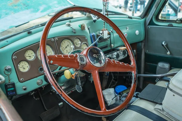 Woodland Hills, USA - January 29, 2023: GMC 150 Pickup dashboard on display during Supercar Sunday car event.