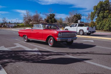 Woodland Hills, USA - February 12, 2023: Chevrolet Nova convertible on display during Supercar Sunday car event.