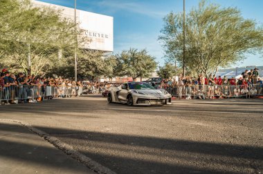 Las Vegas - ABD - 3 Kasım 2023: SEMA Show Cruise sırasında Lamborghini Aventador.