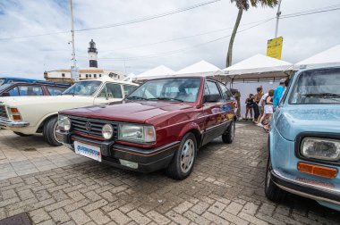 Salvador, Bahia - Brazil - September 29, 2024: Volkswagen Gol during classic car show at Farol da Barra, Salvador, Bahia clipart