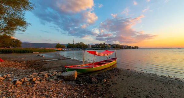 Lake Landscape Fishing Boat Golyazi Sapanca Van Golu Iznik Turkey — Fotografie, imagine de stoc