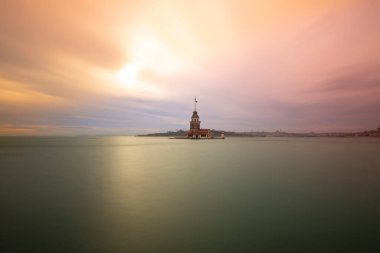 Panorama view of Maiden's tower from shore, Istanbul, Turkey clipart