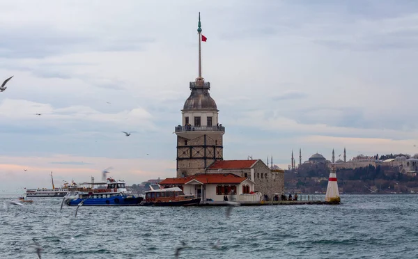 Panorama Wieży Panny Brzegu Stambuł Turcja — Zdjęcie stockowe