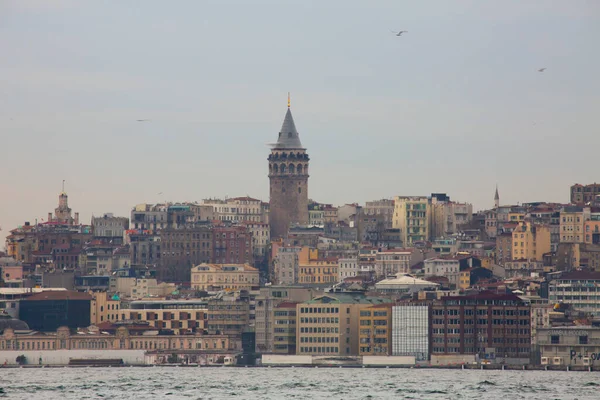 Kıyı Stanbul Türkiye Den Bakire Nin Kulesinin Panorama Manzarası — Stok fotoğraf