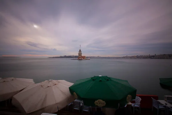 Panoramablick Auf Den Jungfrauenturm Vom Ufer Aus Istanbul Türkei — Stockfoto