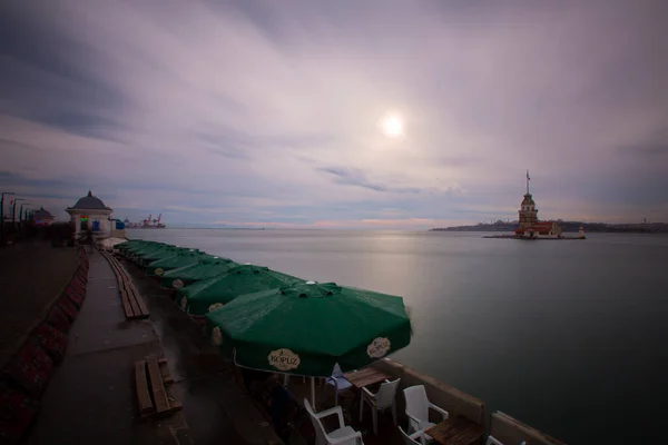 stock image Panorama view of Maiden's tower from shore, Istanbul, Turkey