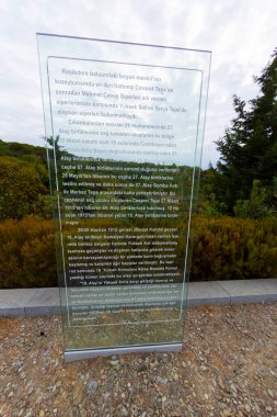 Canakkale Martyrs' Memorial against to Dardanelles Strait