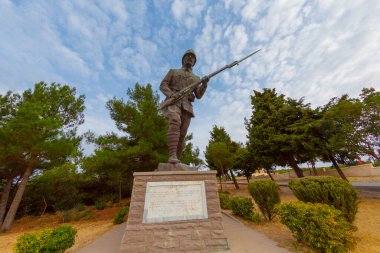 Canakkale Martyrs' Memorial against to Dardanelles Strait