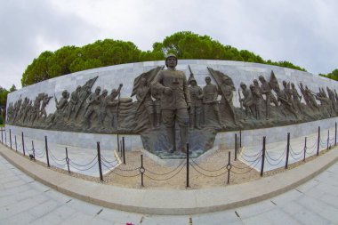 Canakkale Martyrs' Memorial against to Dardanelles Strait