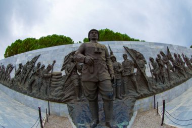 Canakkale Martyrs' Memorial against to Dardanelles Strait