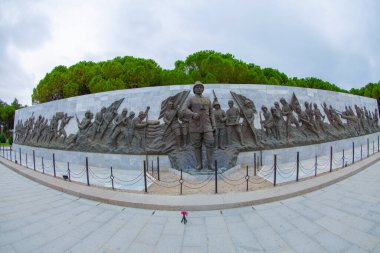 Canakkale Martyrs' Memorial against to Dardanelles Strait