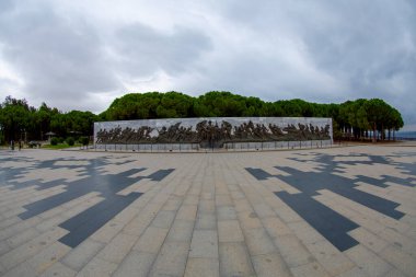 Canakkale Martyrs' Memorial against to Dardanelles Strait