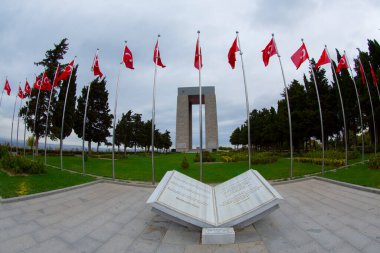 Canakkale Martyrs' Memorial against to Dardanelles Strait