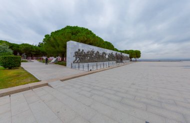 Canakkale Martyrs' Memorial against to Dardanelles Strait