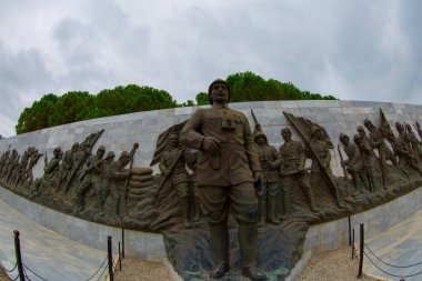 Canakkale Martyrs' Memorial against to Dardanelles Strait