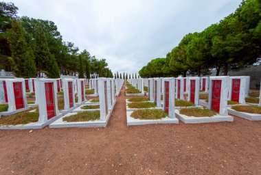 Canakkale Martyrs' Memorial against to Dardanelles Strait