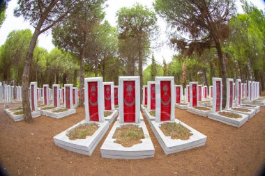 Canakkale Martyrs' Memorial against to Dardanelles Strait