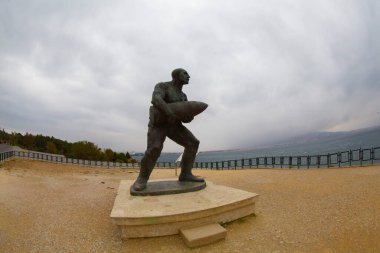 Canakkale Martyrs' Memorial against to Dardanelles Strait
