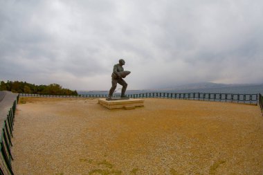 Canakkale Martyrs' Memorial against to Dardanelles Strait