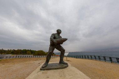 Canakkale Martyrs' Memorial against to Dardanelles Strait