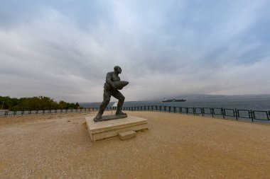 Canakkale Martyrs' Memorial against to Dardanelles Strait
