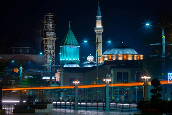 Mevlana Mussem Krásný Výhled Náměstí Mevlana Konya Turecko Soumraku — Stock fotografie