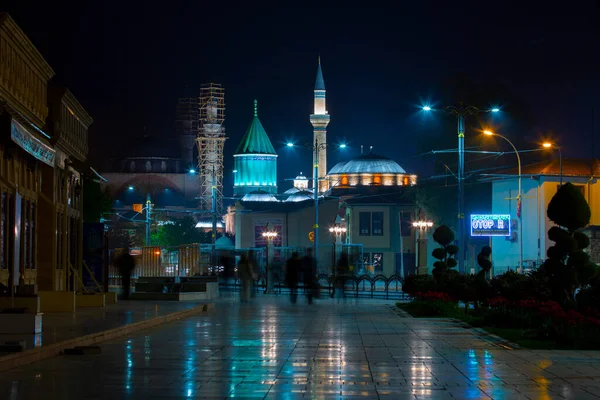 Musem Mevlana Gran Vista Plaza Mevlana Konya Turquía Crepúsculo — Foto de Stock