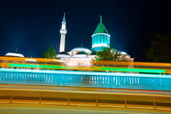 Mevlana Musem Splendida Vista Piazza Mevlana Konya Turchia Crepuscolo — Foto Stock