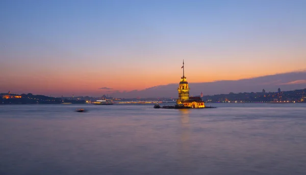 stock image Maiden's Tower and Istanbul Bosphorus Bridge