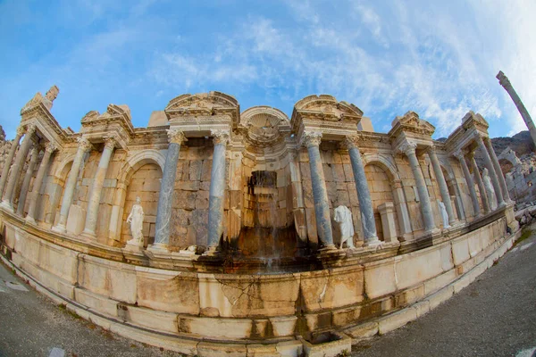 萨加拉斯古城坐落在金牛座山上 是全国保存最完好的古城之一 从罗马浴场的废墟中看到的景象 Burdur Turkey — 图库照片