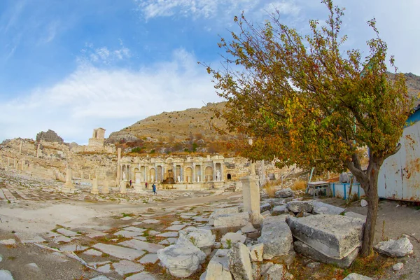 The ancient site of Sagalassos, nestled in the Taurus Mountains, is among the most well preserved ancient cities in the country. A view from the ruins of the Roman bath complex. Burdur-TURKEY