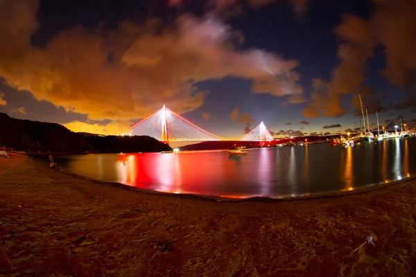 Міст Явуза Султана Селіма Стамбулі Туреччина Вечірньому Освітленні 3Rd Bosphorus — стокове фото