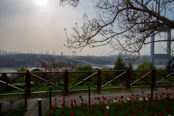Bosporus Brücke Vom Otagtepe Park Istanbul Aus Gesehen — Stockfoto