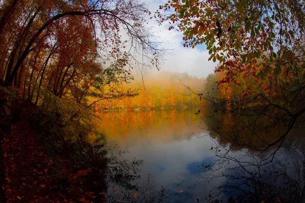 Yedigller Sete Lago Parque Nacional Outono Floresta Paisagem Reflexão Sobre — Fotografia de Stock