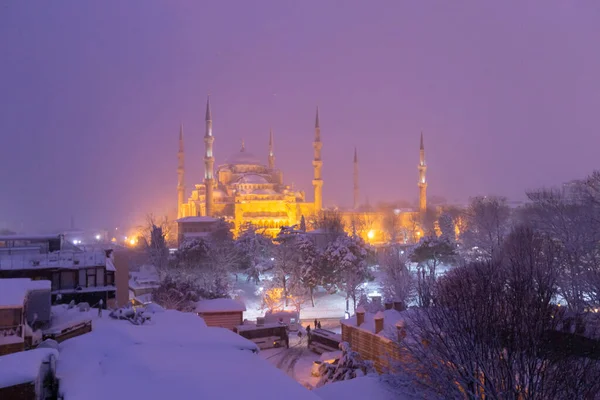 Kék Mecset Sultanahmet Mecset Télen Isztambulban Törökországban — Stock Fotó