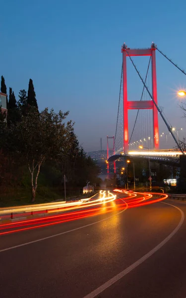 Stanbul Boğazı Köprüsü Gece Temmuz Şehitler Köprüsü Temmuz Sehitler Koprusu — Stok fotoğraf