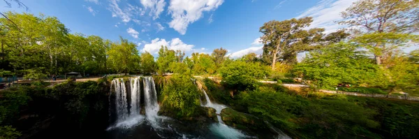 Duden Waterfall Antalya Turkey Summer Wild Nature Green Trees Panoramic — Stock Photo, Image
