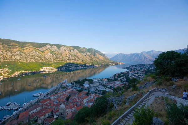 Котор Чорногорія Затока Котор Одним Найкрасивіших Місць Адріатичному Морі Вона — стокове фото