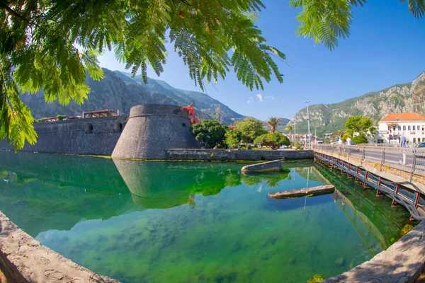 stock image Kotor, Montenegro. Old fortress of Kotor, Montenegro in late Autumn. Tower and wall, mountain at the background