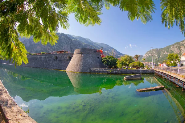 stock image Kotor, Montenegro. Old fortress of Kotor, Montenegro in late Autumn. Tower and wall, mountain at the background