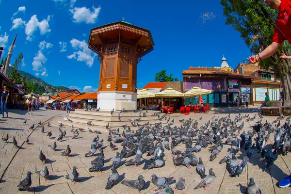 stock image Sebilj or sebil, a fountain in the historic old bazaar Bascarsija in Sarajevo