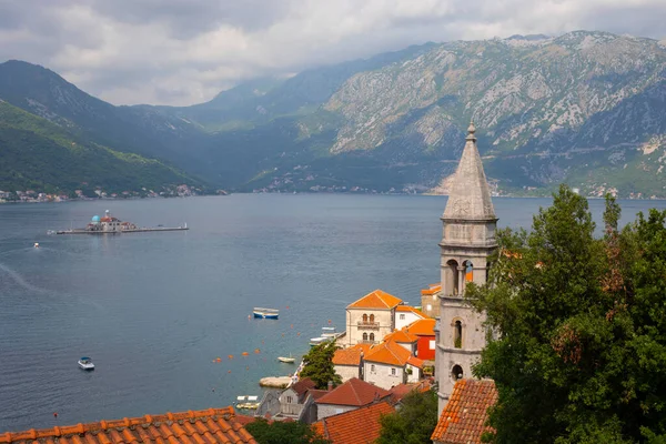 stock image Church of Our Lady of the Rocks and Island of Saint George, Bay of Kotor near Perast, Montenegro