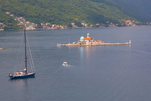 stock image Church of Our Lady of the Rocks and Island of Saint George, Bay of Kotor near Perast, Montenegro