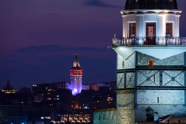 stock image Maiden's Tower and Galata Tower in love