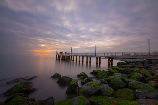 Muhteşem Uzun Pozlama Göl Günbatımı — Stok fotoğraf