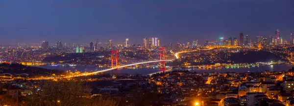 Juli Martelaarsbrug Temmuz Sehitler Koprusu Istanbul Bosporus Brug Nachts Istanbul — Stockfoto