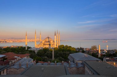 Mavi Camii (Sultanahmet Camii), Boğaziçi ve Anadolu Yakası manzarası, Istanbul, Türkiye