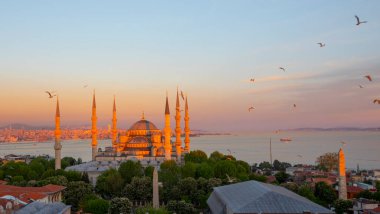 Mavi Camii (Sultanahmet Camii), Boğaziçi ve Anadolu Yakası manzarası, Istanbul, Türkiye